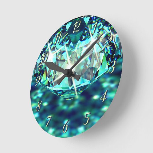 Diamant Edelstein funkelnd elegant Runde Wanduhr (Winkel)