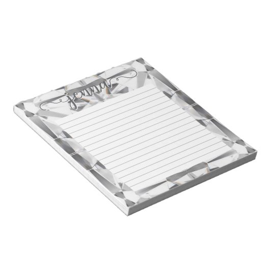 Diamant Edelstein Personalisiert Notizblock (angewinkelt)