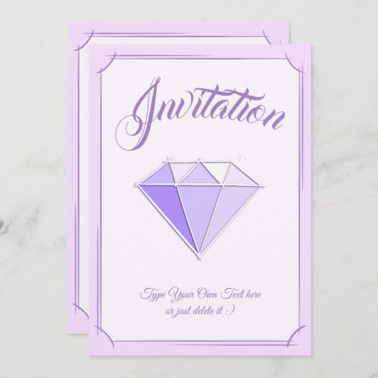 Diamant Edelstein. Schmuck. 60 Hochzeitstag Einladung (Vorne/Hinten)