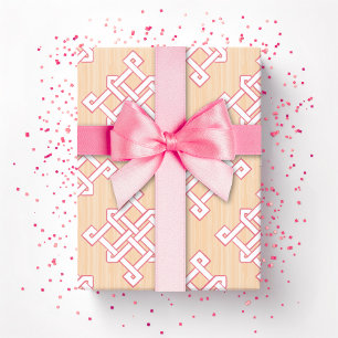 Diamant-Endlosknoten in Rosa und Orange Geschenkpapier