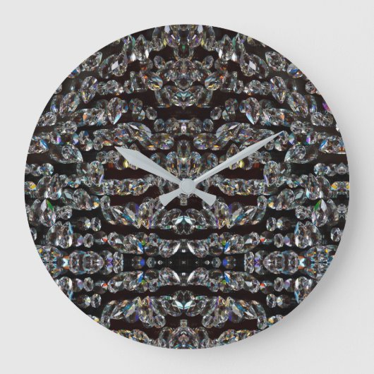 Diamant-funkelnd Muster, silber und schwarz Große Wanduhr (Vorderseite)