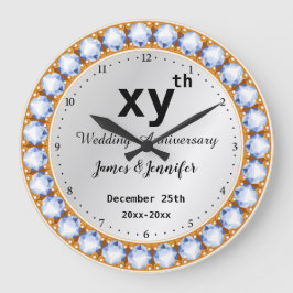 Diamant für Hochzeitstag - Custom-Jahre und Namen Große Wanduhr