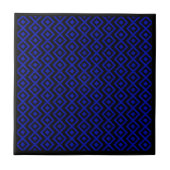 Diamant geformt Harlequin Muster schwarz und blau Fliese (Vorderseite)
