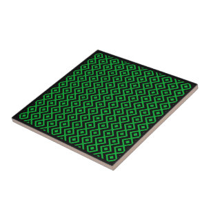 Diamant geformt Harlequin Muster schwarz und grün Fliese