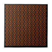 Diamant geformt Harlequin Muster Schwarz und Orang Fliese (Vorderseite)