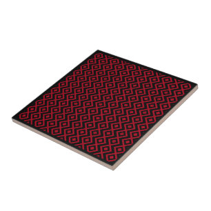 Diamant geformt Harlequin Muster schwarz und rot Fliese