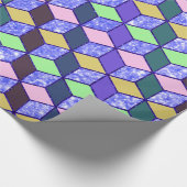 Diamant geformter Hexagon Blue Glitzer Lined Geschenkpapier (Ecke)