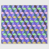 Diamant geformter Hexagon Blue Glitzer Lined Geschenkpapier (Flach)