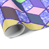 Diamant geformter Hexagon Blue Glitzer Lined Geschenkpapier (Rolleneckpunkt)