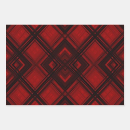 Diamant geformtes Muster rot, weiß, schwarz Geschenkpapier Set (Vorderseite 2)