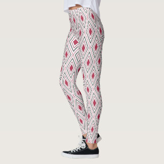 Diamant-Geometrie rot schwarz und weiß Leggings