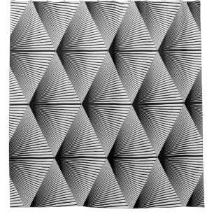 Diamant Geometrie: Vintages Monochrome Duschvorhang