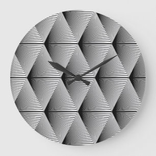 Diamant Geometrie: Vintages Monochrome Große Wanduhr