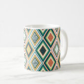 Diamant-Geometrisches Muster in Erdtönen Kaffeetasse (VorderseiteRechts)
