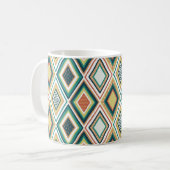 Diamant-Geometrisches Muster in Erdtönen Kaffeetasse (Vorderseite Links)