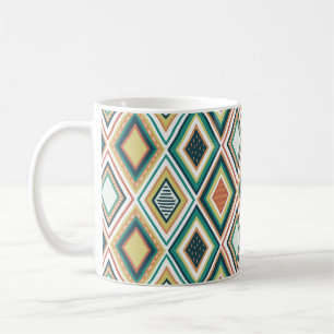 Diamant-Geometrisches Muster in Erdtönen Kaffeetasse