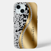 Diamant Glanz Gold Metall personalisiertes Skript Case-Mate iPhone Hülle (Rückseite)