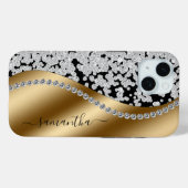 Diamant Glanz Gold Metall personalisiertes Skript Case-Mate iPhone Hülle (Rückseite (Horizontal))