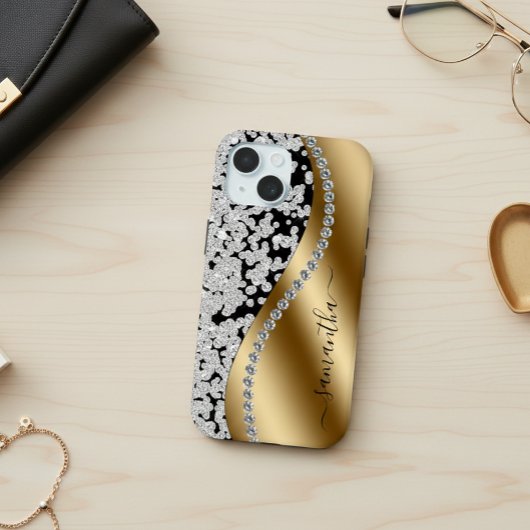 Diamant Glanz Gold Metall personalisiertes Skript Case-Mate iPhone Hülle