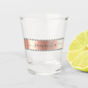 Diamant Glanz Kalligrafie Name Roségold Schnapsglas