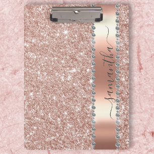 Diamant Glitter Kalligrafie Name Roségold Klemmbrett