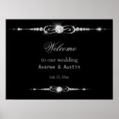 Diamant Glitter Willkommen auf unserer Hochzeitspl Poster (Vorne)