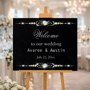 Diamant Glitter Willkommen auf unserer Hochzeitspl Poster