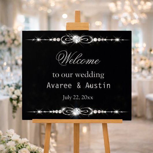 Diamant Glitter Willkommen auf unserer Hochzeitspl Poster