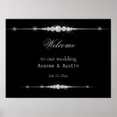 Diamant Glitter Willkommen auf unserer Hochzeitspl Poster (Vorne)