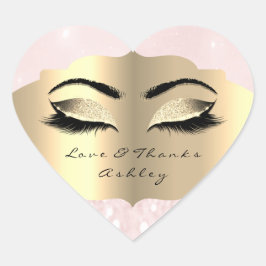 Diamant Glitzer Gold Lash Augen Liebe und Dank Pin Herz-Aufkleber