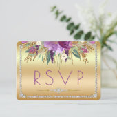 Diamant Glitzer Watercolor Blume Gold UAWG RSVP Karte (Stehend Vorderseite)