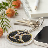 Diamant Gold Monogramm K Geschenk Schlüsselanhänger (Vorderseite rechts)