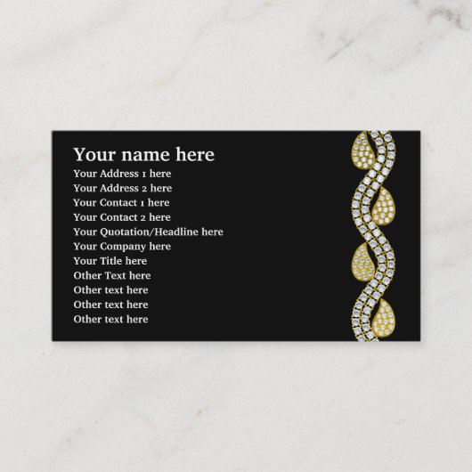 Diamant & Goldpaisley schwarz Visitenkarte (Vorderseite)