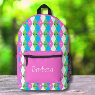 Diamant Golf Cart mit Golf Ball Muster Bedruckter Rucksack