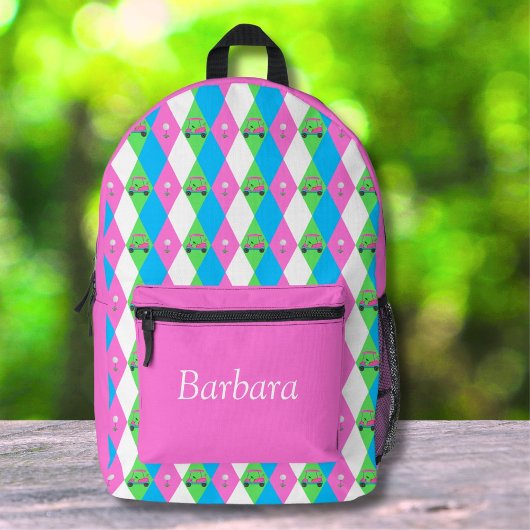 Diamant Golf Cart mit Golf Ball Muster Bedruckter Rucksack