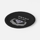 Diamant-Hände Hochzeitszettel Pappteller (Schrägansicht)