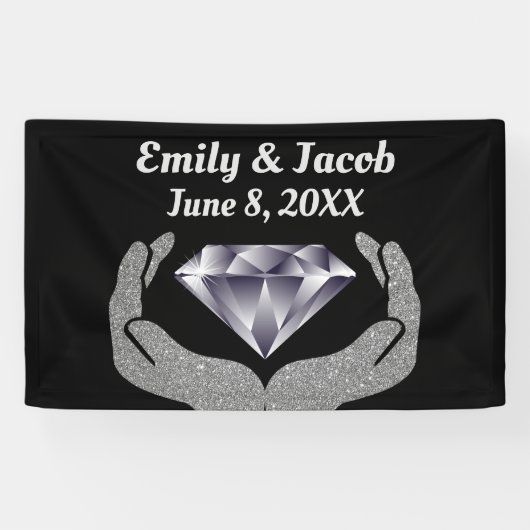 Diamant Hands Hochzeitsbanner Banner (Horizontal)