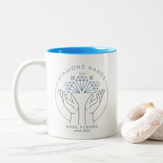 Diamant Handstock & Crypto Trader Funny Zweifarbige Tasse (Mit Donut)