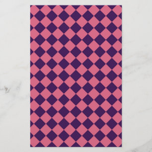 Diamant-Harlekin-Kahlo-Muster in Rosa und Lila Briefpapier