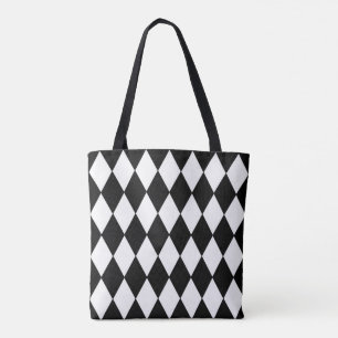 Diamant-Harlekin-Muster in Schwarzweiss Tasche