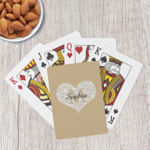 Diamant-Herz, Gold-Monogramm, Schriftname auf Gold Spielkarten