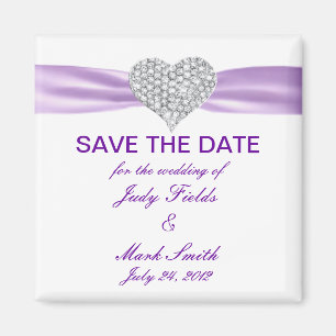 Diamant-Herz lila Save the Date Wedding Magneten Magnet