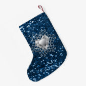 Diamant-Herz-Schneeflocken u. blauer Kleiner Weihnachtsstrumpf (Rückseite (Hängend))