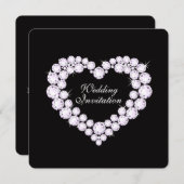 Diamant Herz Schwarze Hochzeit Einladung (Vorne/Hinten)