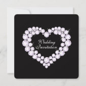 Diamant Herz Schwarze Hochzeit Einladung (Vorderseite)