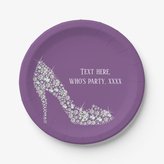 Diamant High Heels Glitzer elegant Pappteller (Vorderseite)