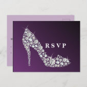 Diamant High Heels Glitzer eleganter UAWG Einladungspostkarte (Vorne/Hinten)