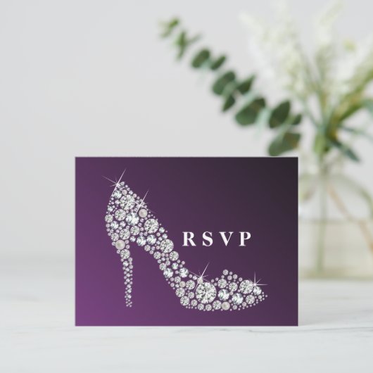Diamant High Heels Glitzer eleganter UAWG Einladungspostkarte (Stehend Vorderseite)