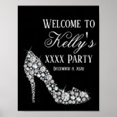 Diamant High Heels Glitzer Elegantes Willkommensze Poster (Vorne)
