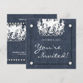 Diamant-Hochzeits-Einladungs-Leuchter des Denim-n Einladung (Vorne/Hinten)